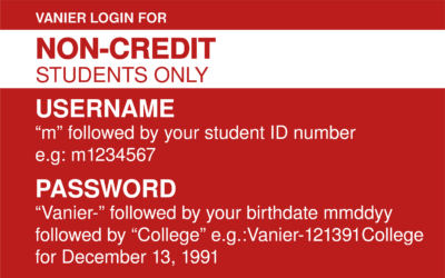 Non-Credit Student (Mia) Vanier Login